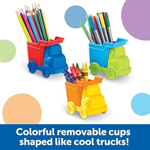Learning Resources Rangement en forme de camions pour enfants Create-a-Space, rangement pour matériel de bricolage pour enfants, plateau d’organisation de la pièce de jeu, 3+