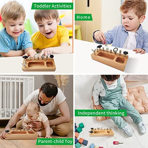 TenFans Jouets Montessori pour 1 2 3 4 Ans, Jouets en Bois pour Enfants, Jouets de motricité Fine, Jouets sensoriels pour Tout-Petits, Jouets d’Apprentissage préscolaires pour Les Voyages en Bas âge