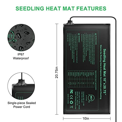 RIOGOO 24 * 52cm Tapis Chauffant pour semis et contrôleur de Thermostat 68-108 ° F contrôleur de Thermostat numérique IP68 étanche (Tapis Chauffant + contrôleur de Thermostat)