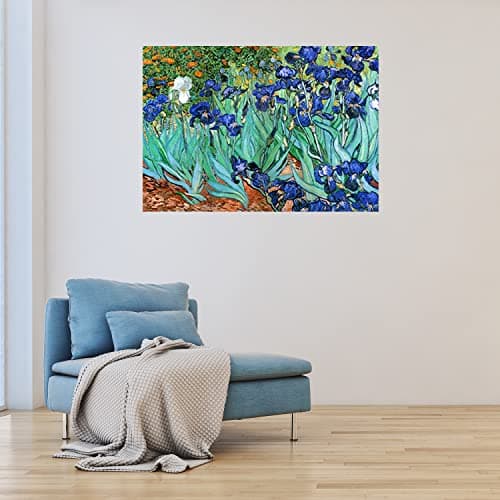 Feeby Impression sur Toile Intissé Reproduction Irises Vincent Van Gogh 45x30 cm Image Moderne Tableau Déco Mural Salle De Séjour Fleurs Plantes Nature bleu
