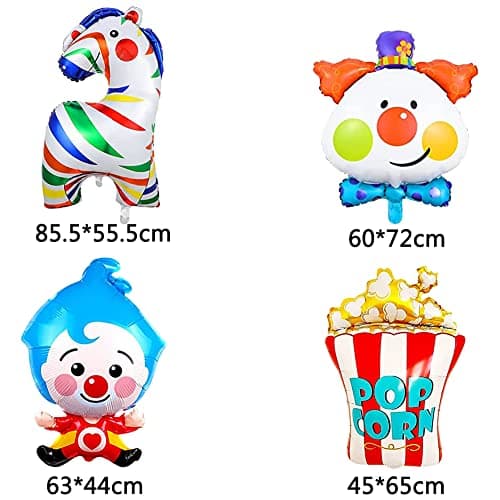 HGSHUO Ballon en Aluminium Cirque Anniversaire Décoration Animaux Ballons Foil Décoration de Fête Carnaval Baby Shower Enfants 8 Pièces
