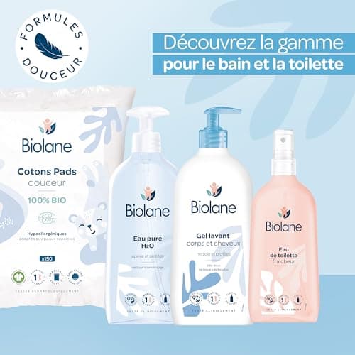 BIOLANE - Lot de 4 Gels Corps Et Cheveux 2 en 1 - Nouveau Packaging - Gel Lavant - 750ml - 97% Origine Naturelle - Doux - Peaux Sensibles - Cheveux Fins - Bébé - Fabriqué en France