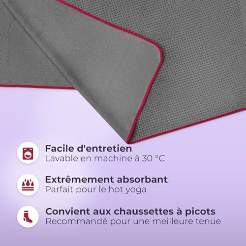 NirvanaShape Serviette de Yoga antidérapante | Serviette de Hot Yoga à Picots antidérapants | Serviette de Yoga hygiénique-À Poser sur Le Tapis de Yoga [ 185 x 63 cm ]