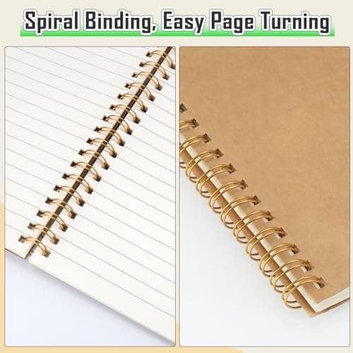 JIANTA A5 Cahiers à Spirales Ligné Classique, 4 Pièces 100 Pages / 50 Feuiles Carnet Spirale Ligné, Carnet Dessin Kraft pour L'école L'écriture Garçons Filles