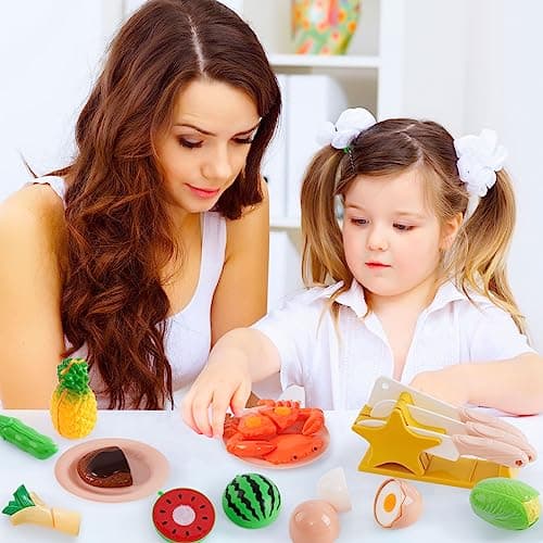 Fruits et Légumes Jouets Ustensile de Cuisine Jouet Enfant Coupe Fruits et Légumes Motricité Fine Jouet Bébé Jeux de Cuisine Cadeau de Pâques Enfant Fille Garçon 2 3 4 5 6 Ans