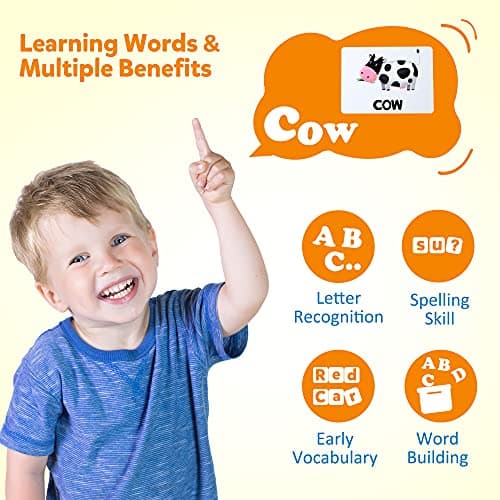Coogam Blocs de Couleur Jeux d'orthographe, Lettres Assorties en Bois Jouet avec Mots Cartes Flash, Alphabet ABC Apprentissage éducatif Montessori Puzzle Cadeau