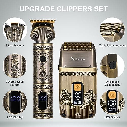Scttomon T-Blade Tondeuse à Cheveux Pour Hommes Et Rasoir éLectrique Foil Rasoir Tondeuse à Barbe Ensemble De Beauté Pour Hommes Avec Trois Feuilles Sans Fil
