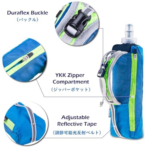 TRIWONDER Gourde à Main 500 ML Sac Porte Bouteille Souple Pliable Sac d'Hydratation pour Running Marathon Course (A - Bouteille à Main 500ml - Noir)