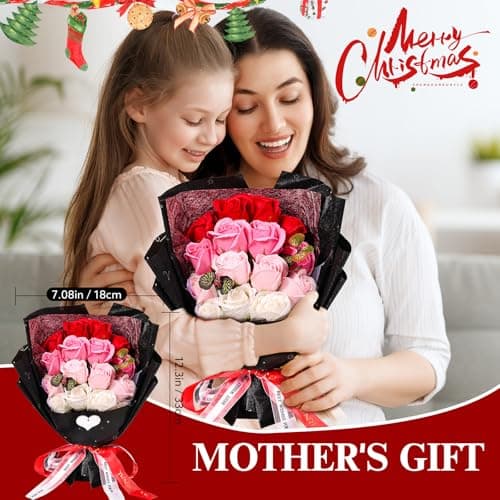 Cadeau Femme, Cadeaux Noel Femme, Cadeau Anniversaire Femme pour Elle - Collier Boîte Cadeau Bijoux Rose, Idee Fleur Cadeaux pour Maman Petite Amie Femme À Noël Saint Valentin Fête des Mères