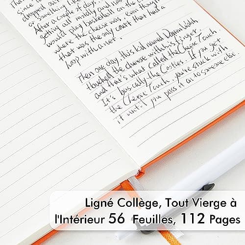 feela 3 Carnet de Notes de Poche A6 avec 3 Stylos Noirs, Page Lignée, Petit Carnet de Poche à Couverture Rigide avec Porte-Stylo, Bloc Note A6, 9 x 14 cm, Couleurs Unies (Jaune, Orange, Emeraude)