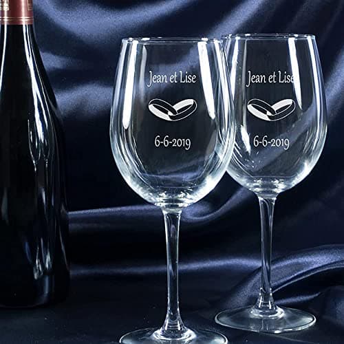 CALLE DEL REGALO Verres de vin gravés avec Les Noms, Dates ou Messages Que Toi Envies et Un Motif au Choix