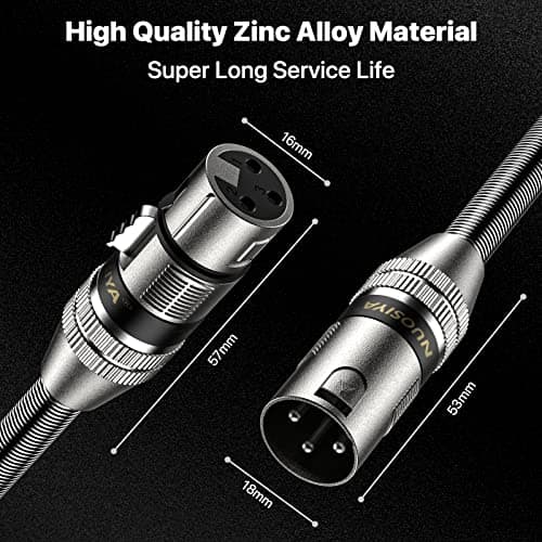NUOSIYA Cable XLR 6m,2 paquet Ressort Métallique SR Design Cable Microphone XLR Male Femelle Compatible avec Microphone Enceinte Caméra Table de Mixage Amplificateur Audio Studio Enregistrement