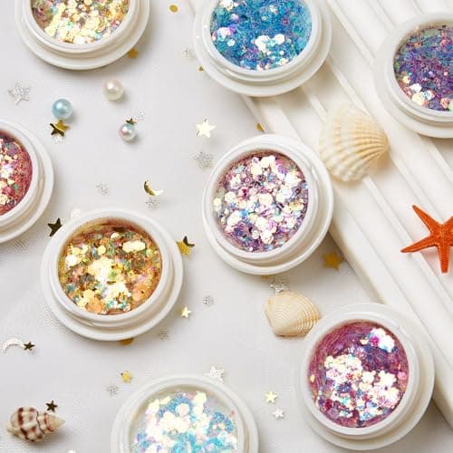 GZMAYUEN 12 Couleurs Paillettes Ongles Nail Art Glitter, Poudre Paillette Holographiques Deco Ongle pour DIY Festival Visage Corps Nail Art Décoration