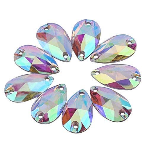 200 pièces couture goutte forme coudre sur résine flatback avec Double trous pour bricolage vêtements chaussures ceinture sacs(multicolore)