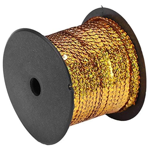 Pssopp 100 Yard Sequin Paillette Trim String 6mm Accessoire décoratif pour la Fabrication de Bijoux, Fabrication de Ruban, Costumes, Sewin(#Gold)
