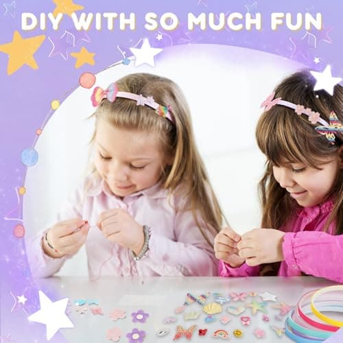 Kit de Fabrication de Bandeaux pour Filles, Accessoires pour Cheveux Bricolage, Jouet pour Enfant 5-12 Ans, Serre Tête Bricolage, Bandeau Artisanat Filles, Cadeau Creatif pour Fille Enfant