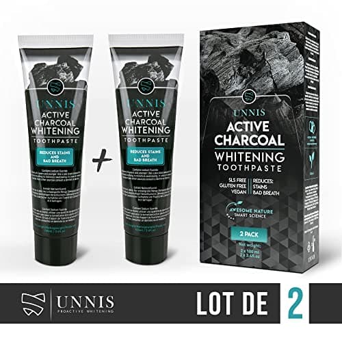 Blanchiment Dentaire Professionnel Charbon Actif 2 Pack Dentifrice Blanchissant Dentifrice Charbon Naturel Blanchisseur de Dents Blanches Poudre de Charbon Blanchissante Teeth Whitening Toothpaste