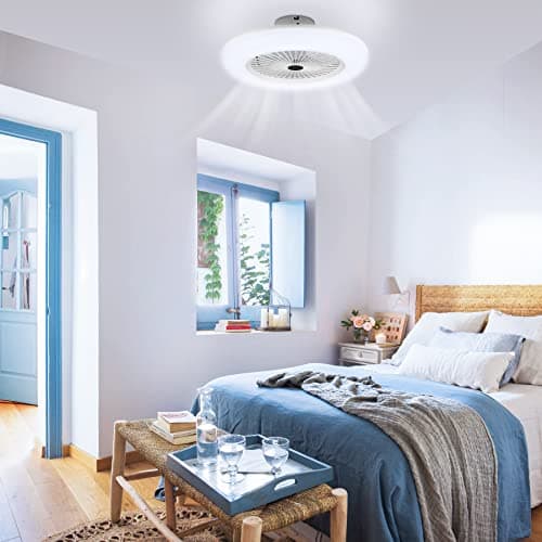 Jopassy Ventilateur de plafond, éclairage 80W, lampadaire LED Ø55cm Lustrateur, avec ventilateur et télécommande, température 3 vitesses et 3 couleurs