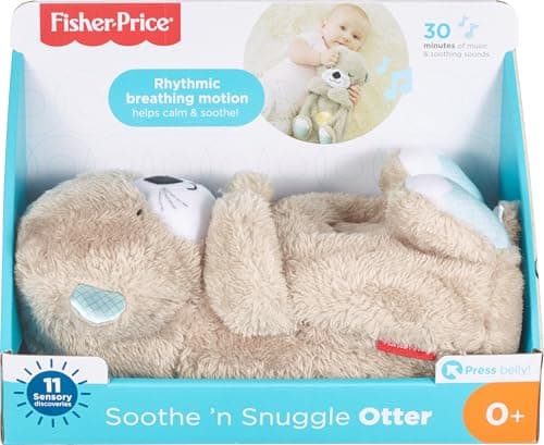 Fisher-Price Ma Loutre Câlins Bonne Nuit Peluche | Peluche Veilleuse Bébé Musicale et Lumineuse | Veilleuse Doudou Bruit Blanc Bébé | Cadeau Naissance Fille et Garçon Nouveau né, FXC66