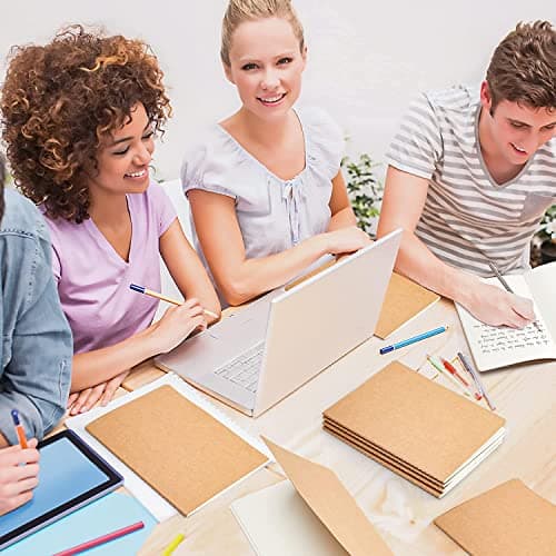 feela 8 PCS Carnet de Notes Non Ligné Couverture Kraft, Journal à Couverture Kraft Souple A5, Cahier Kraft Marron Notebook, Carnet de Notes A5 pour Etudiants pour Plans Notes, 60 Pages, 14x21cm