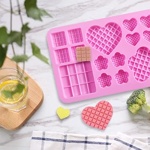 Cozihom Lot de 4 moules carrés en silicone en forme de cœur et de fleur pour faire du chocolat, des bonbons