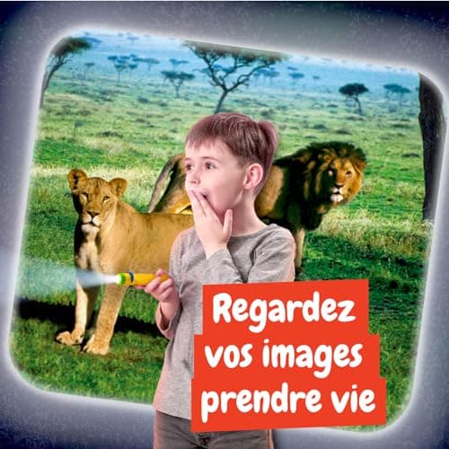 Science4you Lampe Torche et Projecteur Animaux pour Enfants 4+ Ans - Veilleuse avec 24 Images et Poster Animaux, Jouet Éducatif pour Garçons et Filles