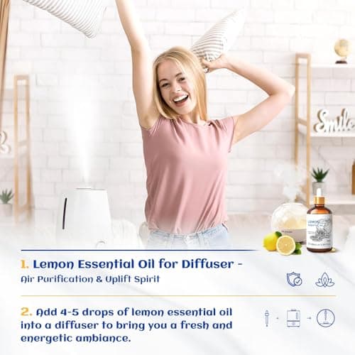 HIQILI 100ml Huile Essentielle Citron,100% Pure Naturelle pour Huile Essentielle, Ajoutée au Diffuseur, Spray