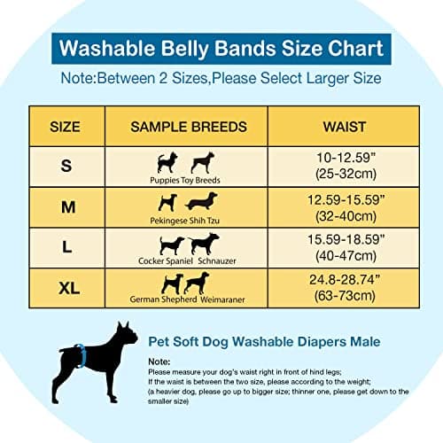 Dono Lot de 3 Couches lavables pour Chien mâle, Super absorbantes - pour Chiens de Petite, Moyenne et Grande Taille - armée S