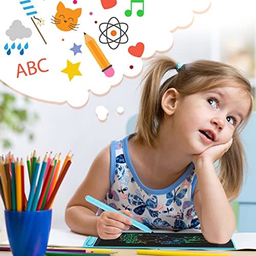 HOMESTEC Tablette d'écriture LCD colorée, Planche à Dessin de 8,5 Pouces Graphique Serrure à clé Écriture Manuscrite Doodle Pad Enfants Jouets Cadeaux pour garçons Filles (Bleu)