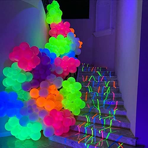 TOYANDONA 50Pcs Ballons de Fête Au Néon Ballons Fluorescents Ballons de Latex Colorés Ballons de Fête Lueur pour Blacklight Party Anniversaire Fournitures de Mariage 12 Pouces