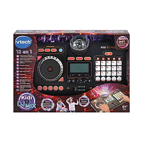 VTech - Kidi DJ Mix, Platine DJ Enfant 12 en 1, Table de Mixage Bluetooth avec Pads Lumineux, Boule Disco, Prise Jack pour Casque, Apprentissages et Jeux, Cadeau Enfant Dès 6 Ans - Contenu en Français