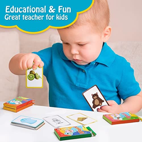 180 Cartes Flash pour Bébé, Cartes Animaux pour Enfants, Carte de Jouet d'apprentissage pour Promouvoir Le Vocabulaire de Base (Animaux,Fruits,Pièces du Corps,Couleurs,Forme)
