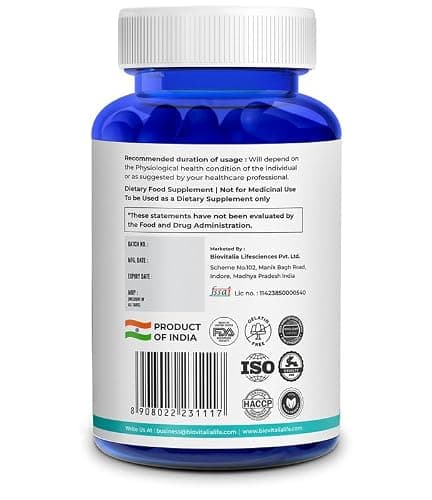 Biovitalia Organics Biotine 30mcg Capsule | Soutient la santé des cheveux et des ongles | Favorise l'équilibre hormonal | Soutenir le métabolisme | Complément alimentaire - 60 Capsules végétaliennes