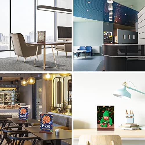 Srvnpioy Lot de 8 Présentoirs A4 pour Menu en Bois, Présentoir de Table A4 en Acrylique, Plexi A4 Support Menu en Acrylique, Porte Menu A4 pour Restaurants, Hôtel, école, Bureau