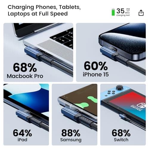 toocki Cable USB C [3M+3M] USB C vers USB C Coudé 60W, câble de charge USB tressé en nylon durable compatible avec iPhone 15 Plus Pro Max MacBook Pro iPad Galaxy S24 Plus Ultra S23