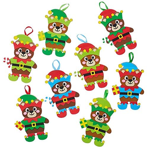 Baker Ross Decorations motif Ours Lutin de Noel - Lot de 8, Loisirs Créatifs Noel (FX288)