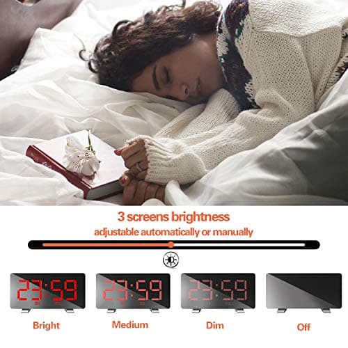 DollaTek Double Réveil Polyphonique LED Grand Écran Horloge Électronique - Mot Rouge