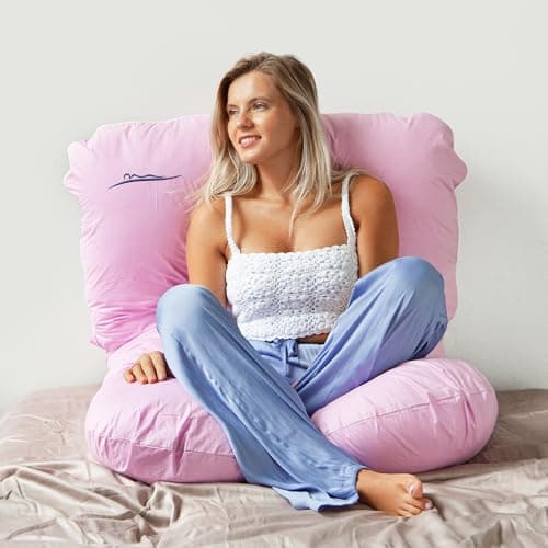 MAKOSAS Housse de Coussin Confort – Taie d'oreiller Ergonomique Douce pour Un Sommeil Confortable – Coton hypoallergénique et Respirant | Coton-Rose