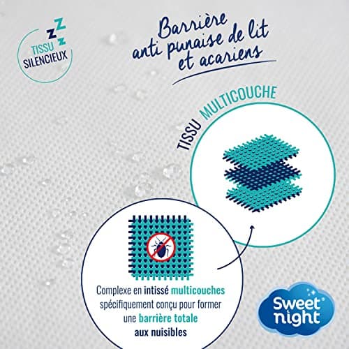 SWEET NIGHT Sweetnight - Housse intégrale Matelas 90x190 cm | Anti-Punaise de lit et Anti-acariens | Rénove Matelas | Fermeture à glissière | sans Traitement Chimique | EP. jusqu'à 25 cm