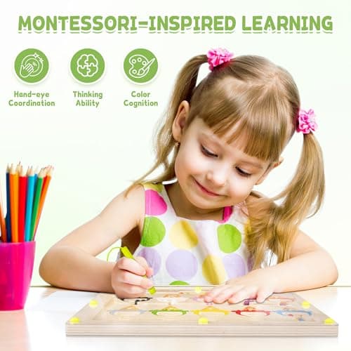 LFENYIGI Jouet Enfant 3-8 Ans,Labyrinthe Magnétique de Couleurs et de Nombres,Labyrinthe Magnétique Enfant 3 Ans-6 Ans,Labyrinthe Magnétique en Bois,Jouets Cadeau pour Les Filles Garçons