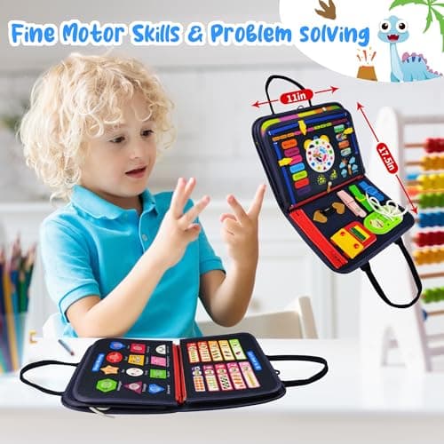 TenFans Busy Board - Jouet Montessori pour 1 2 3 4 Ans - Jouets sensoriels - Cadeaux pour garçons pour Apprendre la motricité Fine - Activités éducatives - Jouet de Voyage pour Voiture et Avion