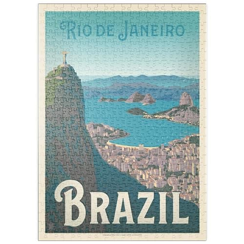MyPuzzle Brésil : Rio De Janeiro Vue du Port, Affiche Vintage - Premium 500 Pièces Puzzle - Collection spéciale MyPuzzle de Anderson Design Group