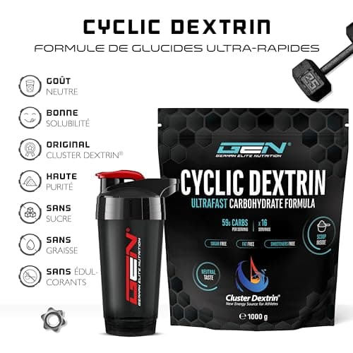 Cyclic Dextrin (Cluster Dextrin®) 1000 g - Poudre de glucides premium - Dextrine cyclique hautement ramifiée - Poudre énergétique brevetée pour plus d'énergie - Vegan