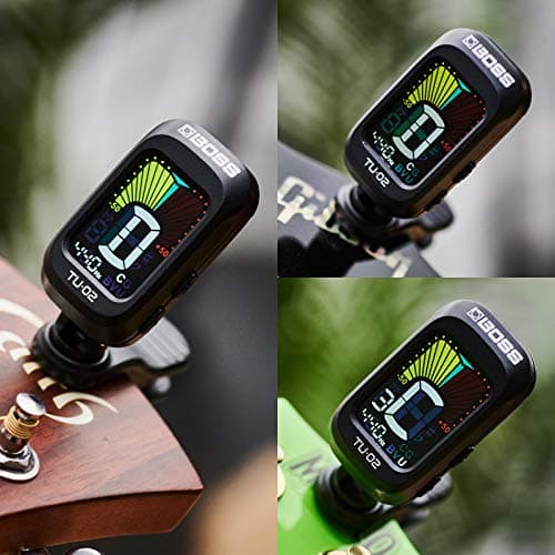 BOSS TU-02 Accordeur à pince compact, Un écran couleur lumineux avec réglage de l'angle de vue