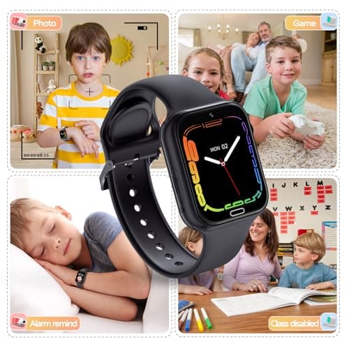 Fenamor 4G Montre Connectée Enfant GPS, 1.83" Montre Telephone avec Sim, SOS, 7 Jeux Montre Enfant Connectée, Montre Intelligente Enfant, Cadeaux de Noël pour garçons et Filles (Noir)