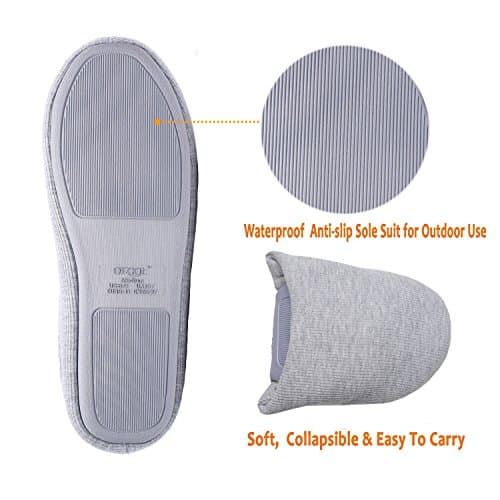 ofoot Pantoufles Intérieur pour Femmes, Chaussures de Ville Antidérapant en Coton Lavable avec Mousse Moire de Forme(Gris,36/37 EU)