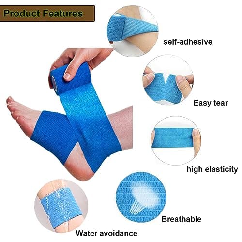 ANAMPION Bandage Autoadhésif, 5cm x 4.5m Bande Cohesive pour Les Humains Et Les Animaux, Bande Strapping Adhésif pour Gonflement Des Chevilles, Sports, Animaux (Noir, 24 Rouleaux)