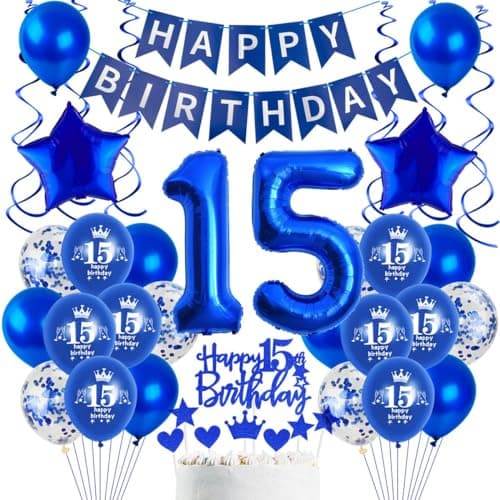 Decoration Anniversaire 15 ans garçon bleu marine,ballons 15 ans anniversaire bleu,15 Ans Décorations Anniversaire garçon,Ballon anniversaire 15 ans bleu marine garçon,15 garçon Ballon bleu