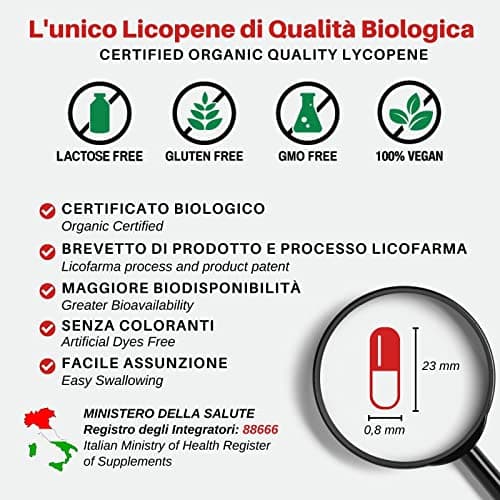 Organic Lycopene - Complément antioxydant au lycopène biologique certifié - Pack de 30 gélules
