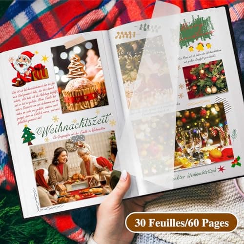 Lanpn Album Photo Scrapbooking, Petit Lin conception de fenêtre DIY Album 60 Pages Blanches Avec Séparateurs de Cellophane Pour 9x13cm 10x15cm 13x18cm Photos (19x27cm, Beige)